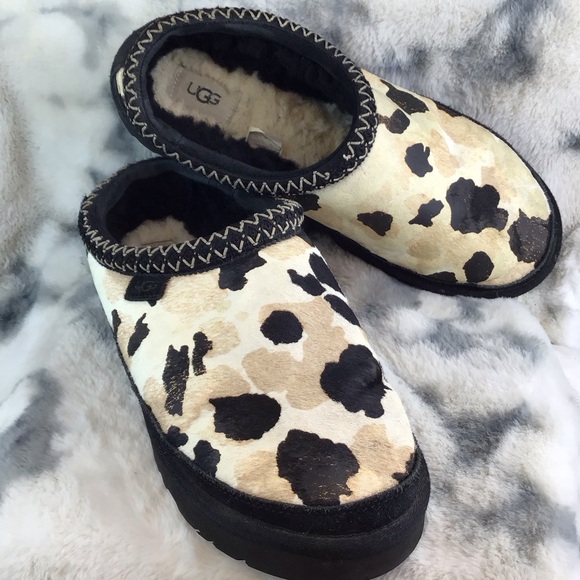 UGG Tasman Cow Print Indoor/Outdoor Slip Ons - Picture 2 of 9